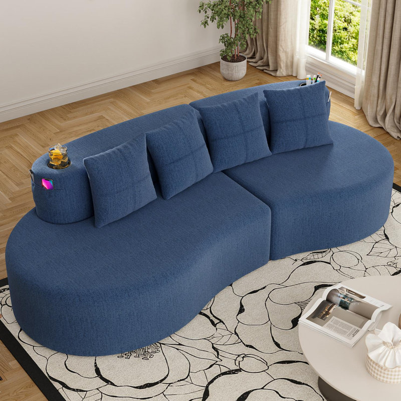 Canapé modulaire courbé 94,49 po 3 places, Navy