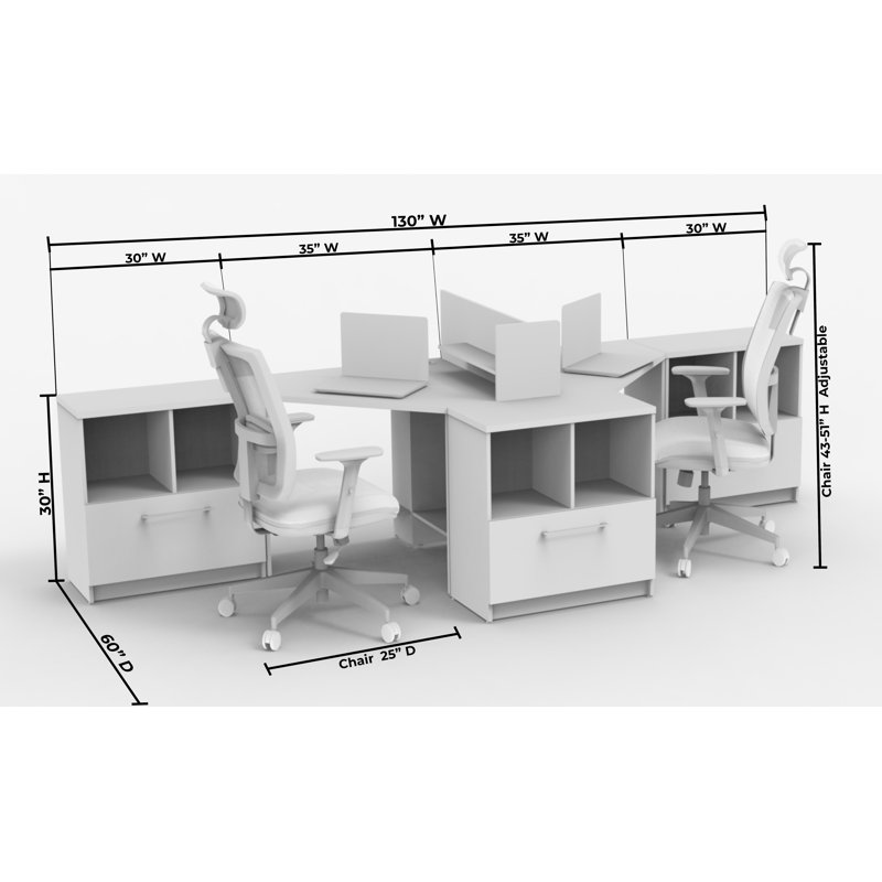 Kumasi Rectangle 2 Person Benching Workstation