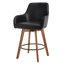 Tabouret de comptoir pivotant rembourré de 25 po Advika avec structure en bois d'hévéa massif et accoudoirs à dossier complet-1233359485