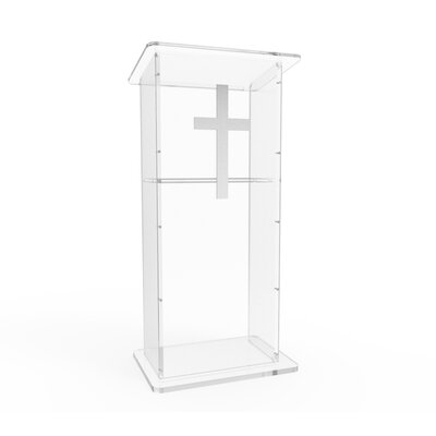 Clear Acrylic Lucite Podium Pulpit Lectern 45"" Tall -  FixtureDisplays, 1803-2+1803CROSS