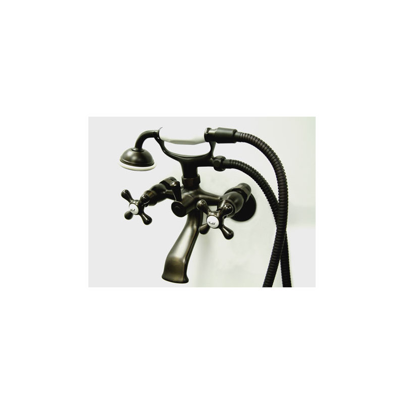 Triple Handle Wall Mounted Clawfoot Tub Faucet, Oil Rubbed Bronze