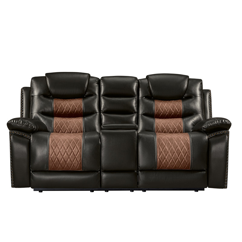 Riek 74.4'' Faux Leather Loveseat, Manual - Handle / Lever