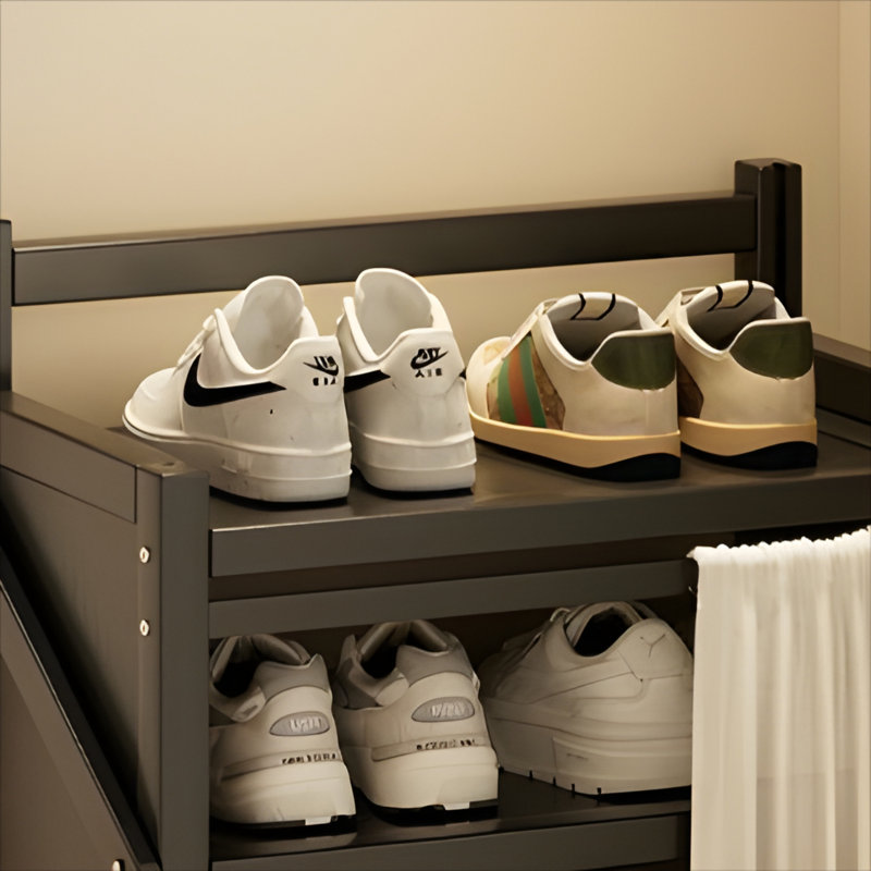 Free Installation Folding Bamboo Shoe Cabinet With Doors, Dustproof Multi Layer Storage, Small House Type, Large Capacity For Home Use