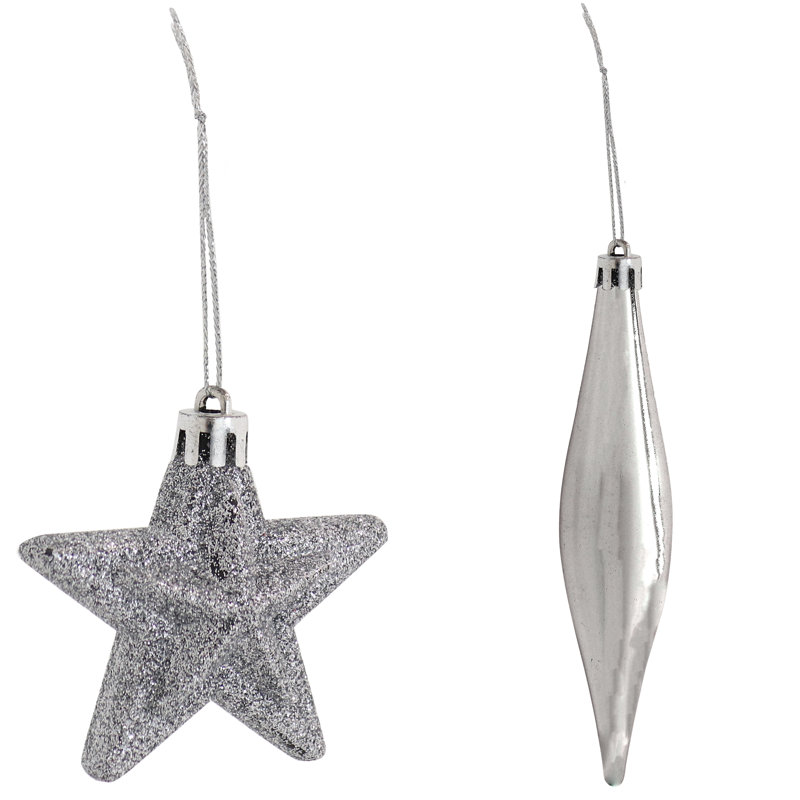 Boules de Noël en plastique argentées, Argent