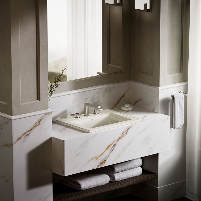 Memoirs® Stately Drop-in Bathroom Sink, Biscuit, 8" Centers