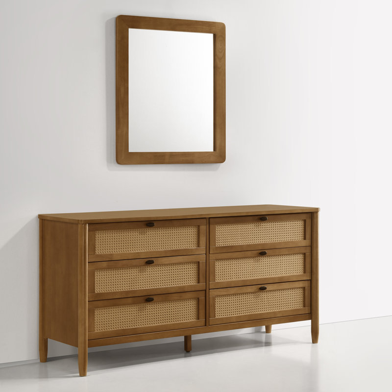 Commode 6 tiroirs avec miroir Comelia