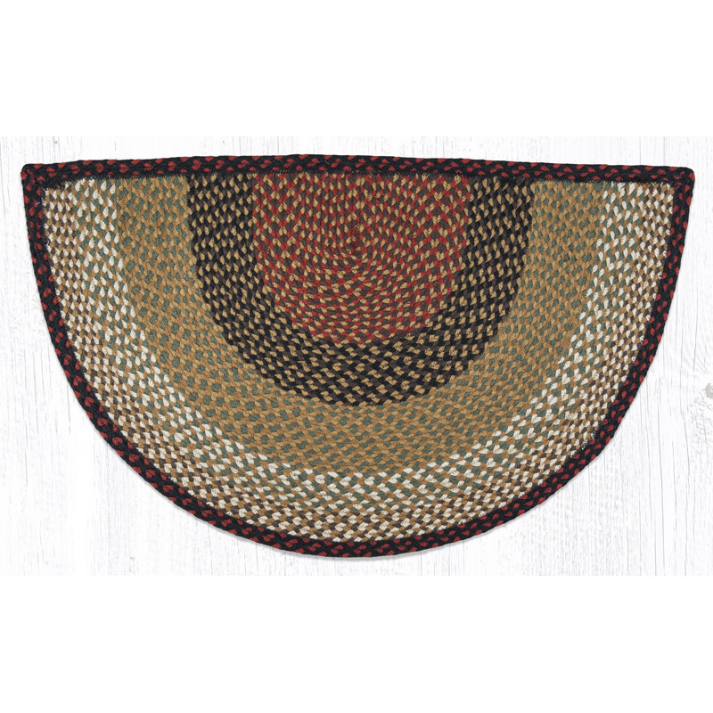  Large Jute Rug Slice Accent 24"x39", Semi-Circle 2' x 3'3"