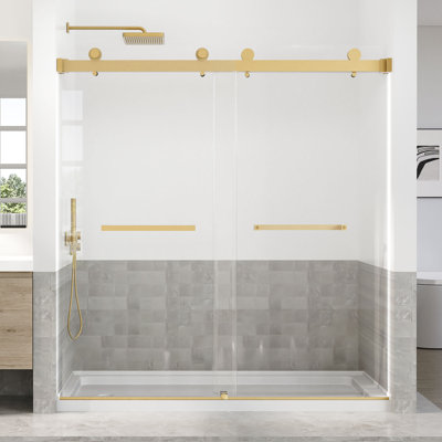 66-72 In. W X 76 In. H Double Sliding Frameless Shower Door With 3/8 In. (10mm) Tempered Glass