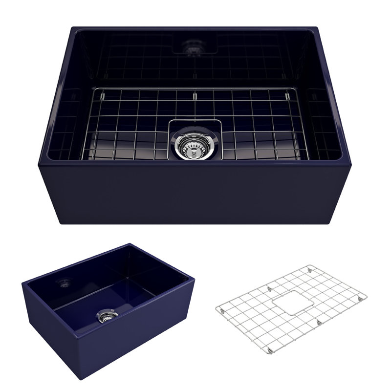 27 in. L Farmhouse Kitchen Sink, Sapphire Blue