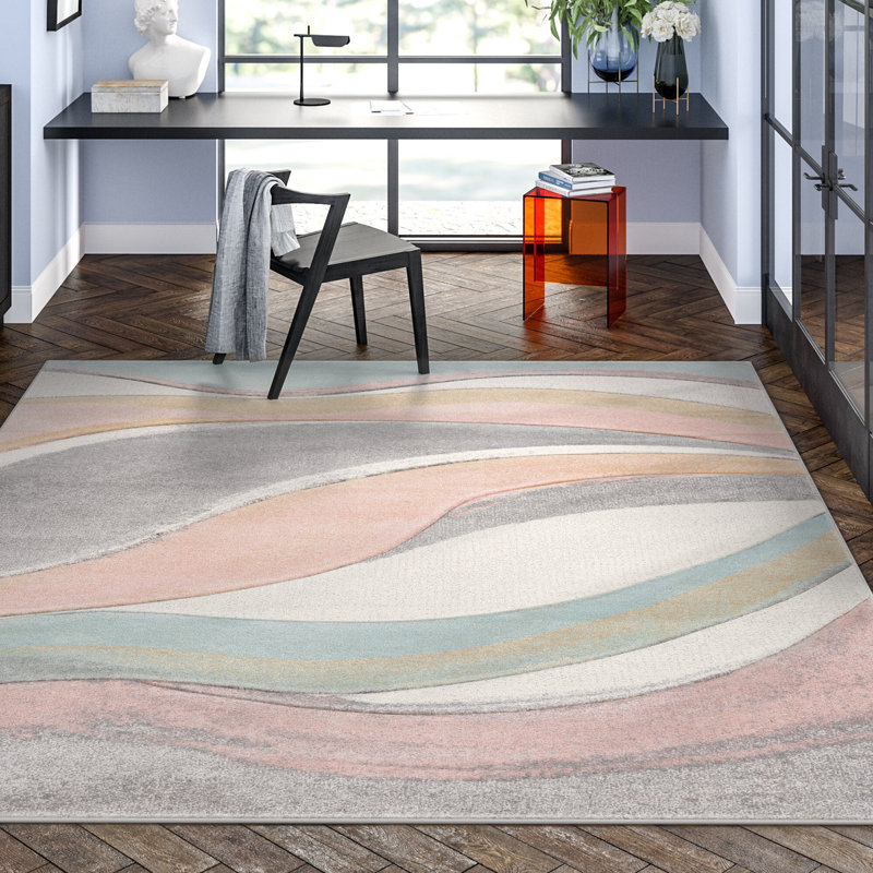 Tapis gris / rose / crème Dugway, Rectangle 9 pi x 12 pi