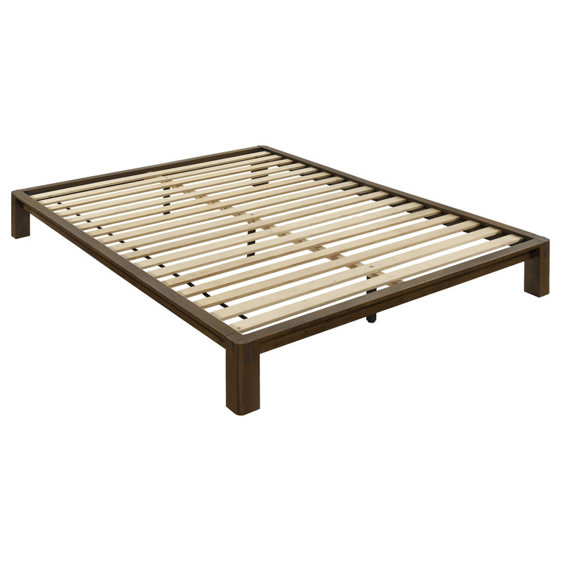 Lit plateforme en bois Gislen Queen, facile à assembler, couleur noyer, Grand lit, Noyer