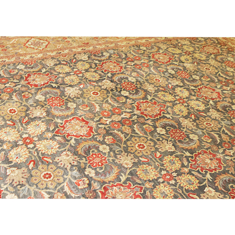 Hand Knotted Wool Area Rug in Black And Gold