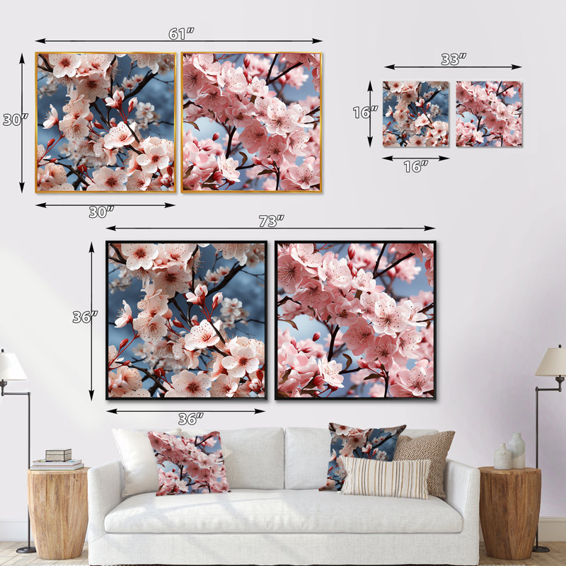 Merritt - Floral Square Collage Set Of 2, 16" H x 33" W, Wrapped Canvas