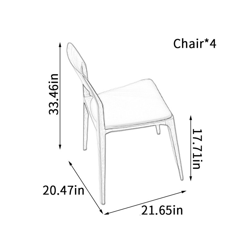 Chaises de salle à manger durables en similicuir et bois de frêne