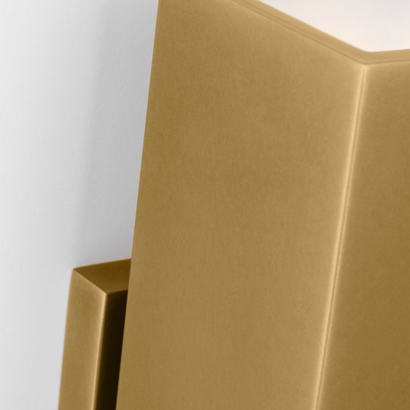 Sean Lavin Pressa 2-light outdoor square medium wall sconce light in natural brass finish, Hand Rubbed Antique Brass