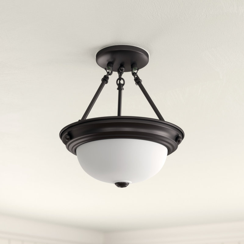 Dothan Glass Semi Flush Mount, 14" H x 13.25" W, Incandescent