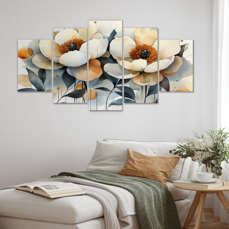 Automne harmonie pivoines flottantes Bouquet II - harmonie - art mural traditionnel pour salon diamant