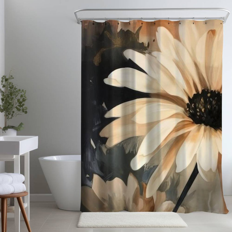 Floral – Polyester Shower Curtain, Dye Sublimation Print, 71" W × 74" L