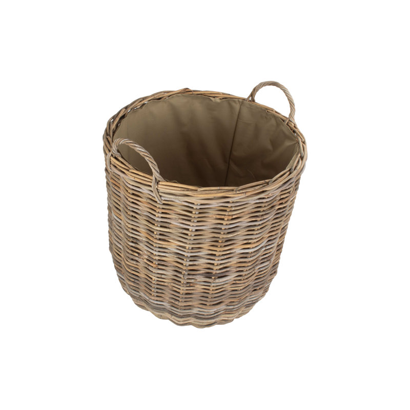 Wicker Rattan Lined Log Basket, 60 x 59 x 60