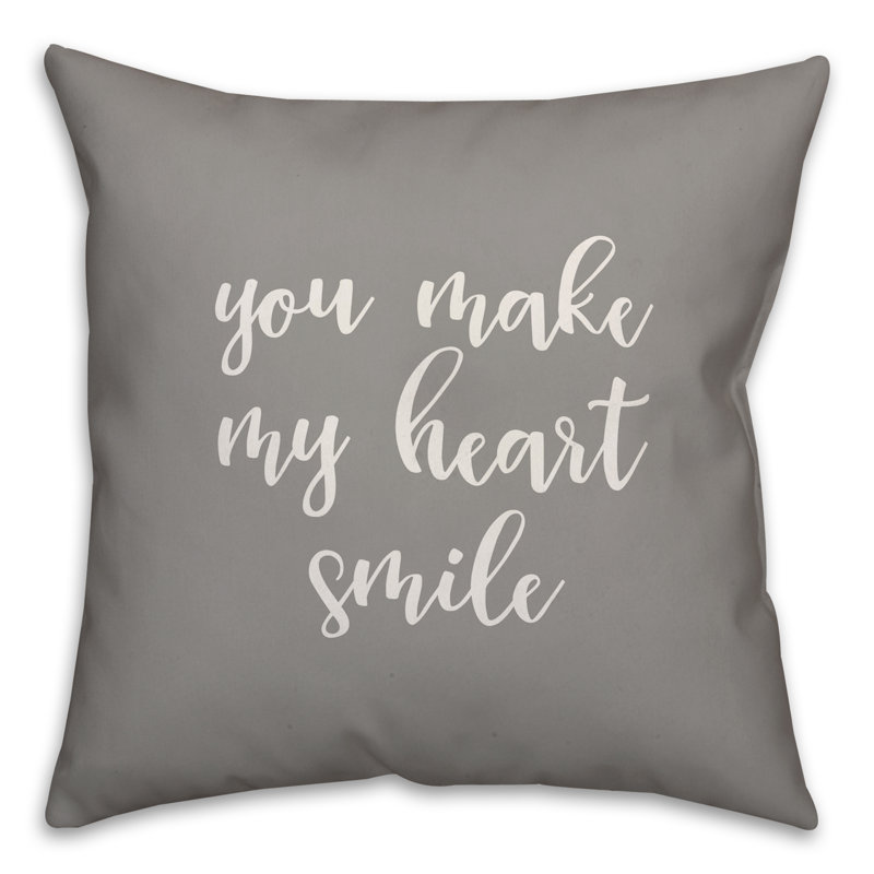  Coussin You You My My Heart Smile, Gris, Coussin et housse de coussin