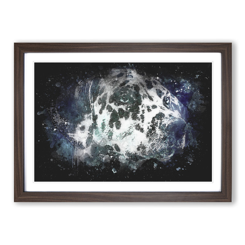 Dalmatian Dog in the Blue - Picture Frame Painting Print, 45cm H x 63cm W x 2cm D, Walnut Framed