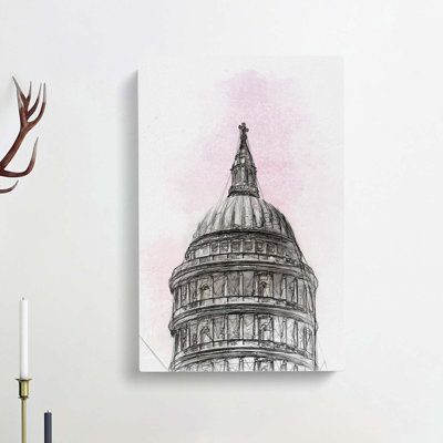 St. Pauls Cathedral Sketch in Abstract - Wrapped Canvas Drawing - Wrapped Canvas