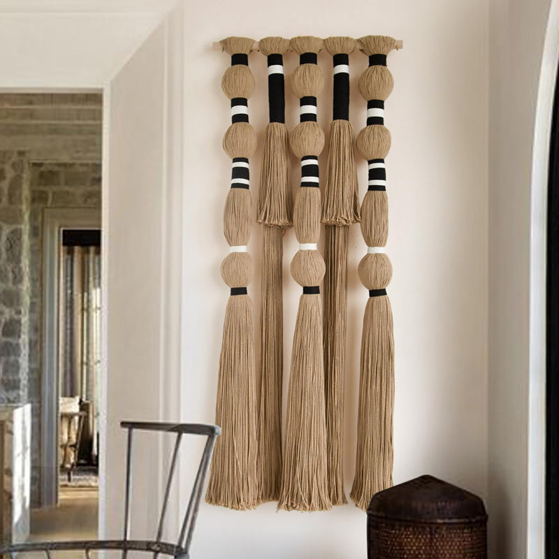 Suspension en macramé, Kaki noir