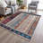 Machine Washable Indoor/Outdoor Xhevrie Navy Rug-1233720598