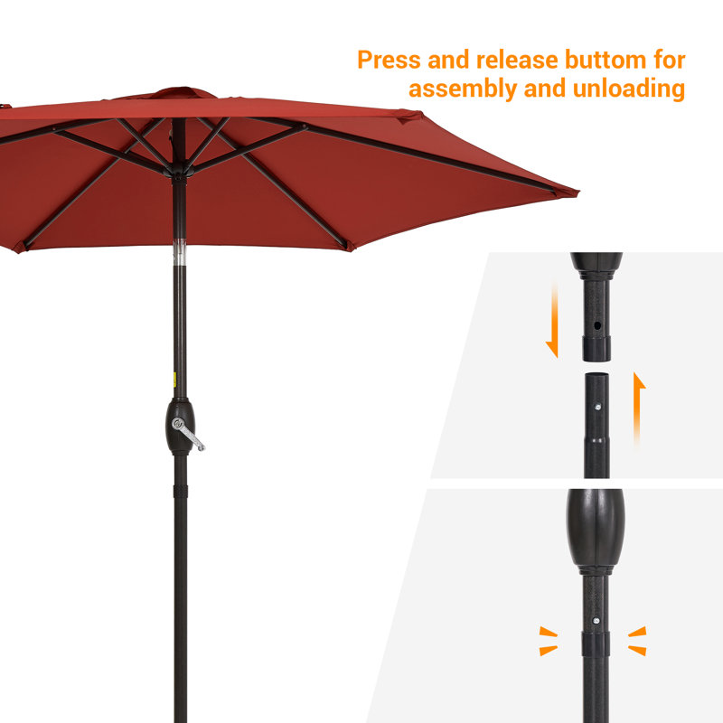 90'' Market Umbrella Table Umbrella for Patio and Outdoor With Tilt Button for Deck, Chili Red