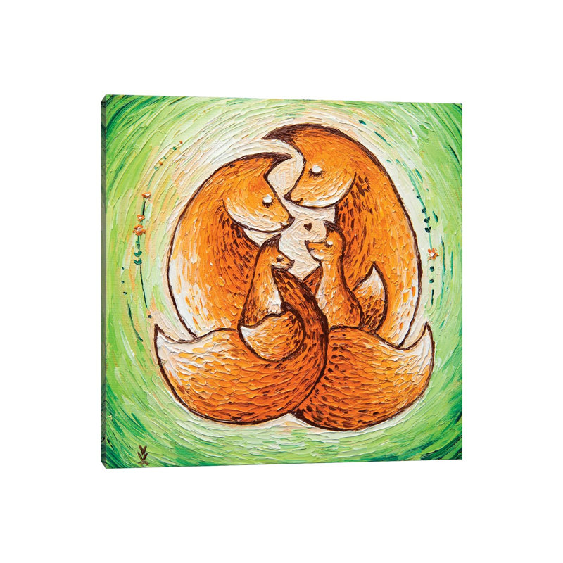Chanterelle Family On Light Green by Betsy McDaniel - Painting on Canvas, 93.98 cm H x 93.98 cm W, Wrapped Canvas