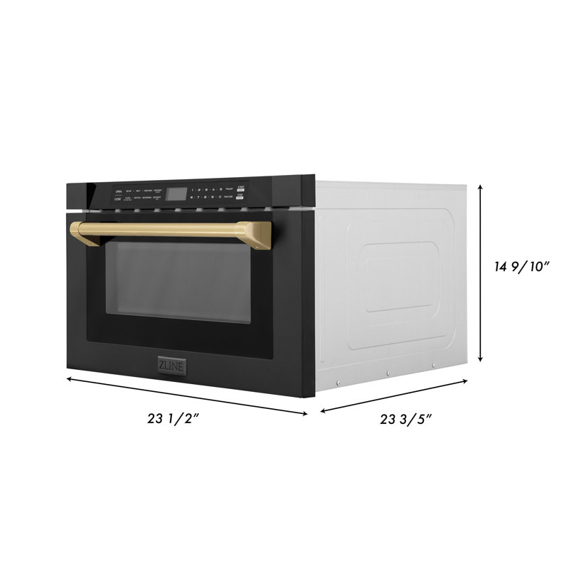 Édition autographe ZLINE de 1,2 po Tiroir à micro-ondes encastré en acier inoxydable noir avec détails, Bronze champagne
