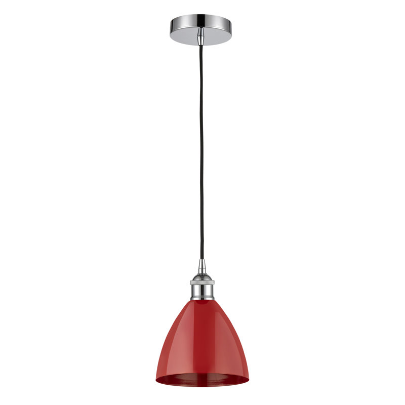 Schiavone 1 - Light Single Pendant, Polished Chrome, Red