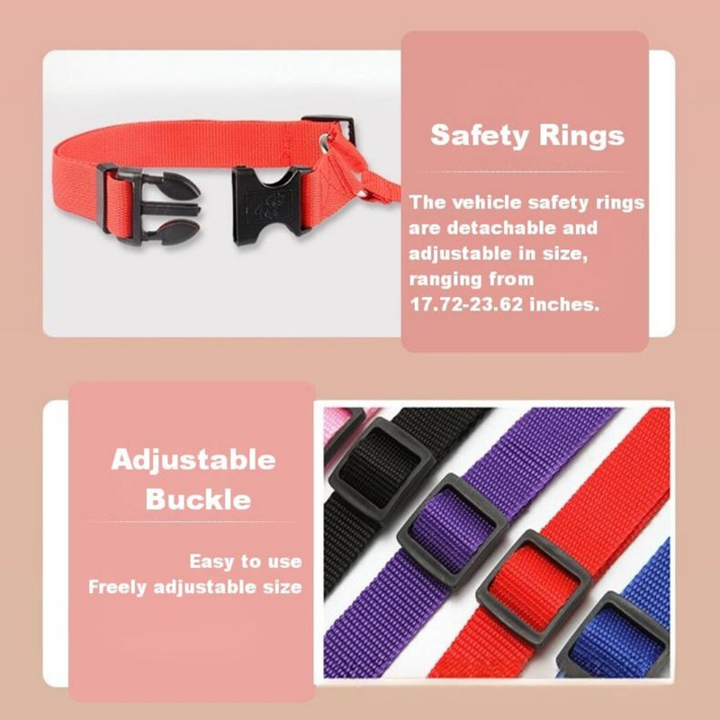 Ceinture de sécurité réglable pour chien en nylon, Bleu