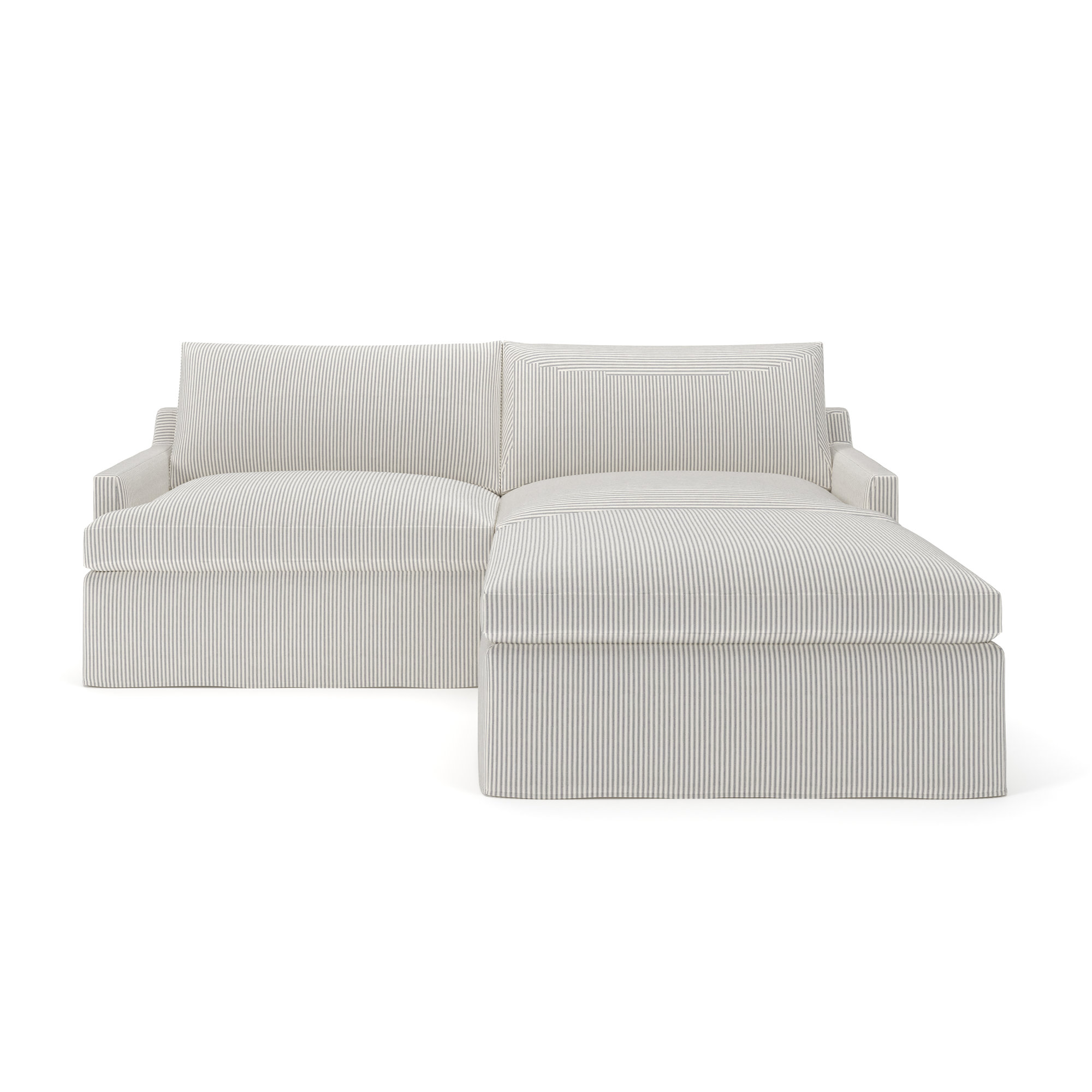 Wrenley 3-Piece Slipcovered Modular Sectional, Cruise Gray Striped