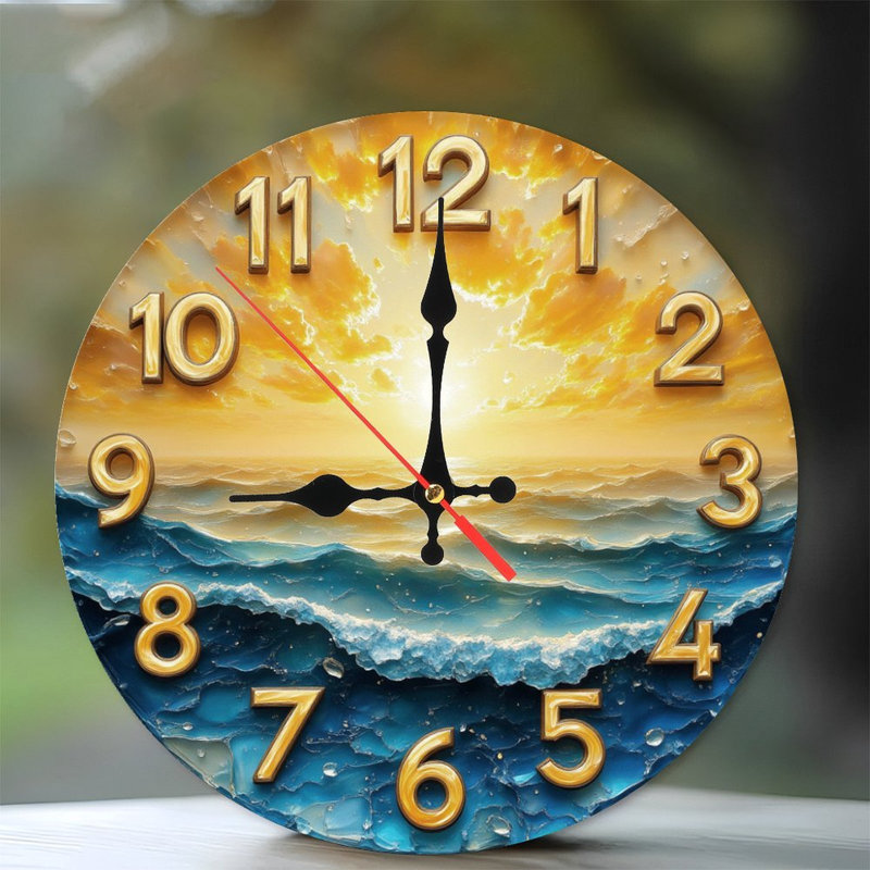 Horloge coucher de soleil doré