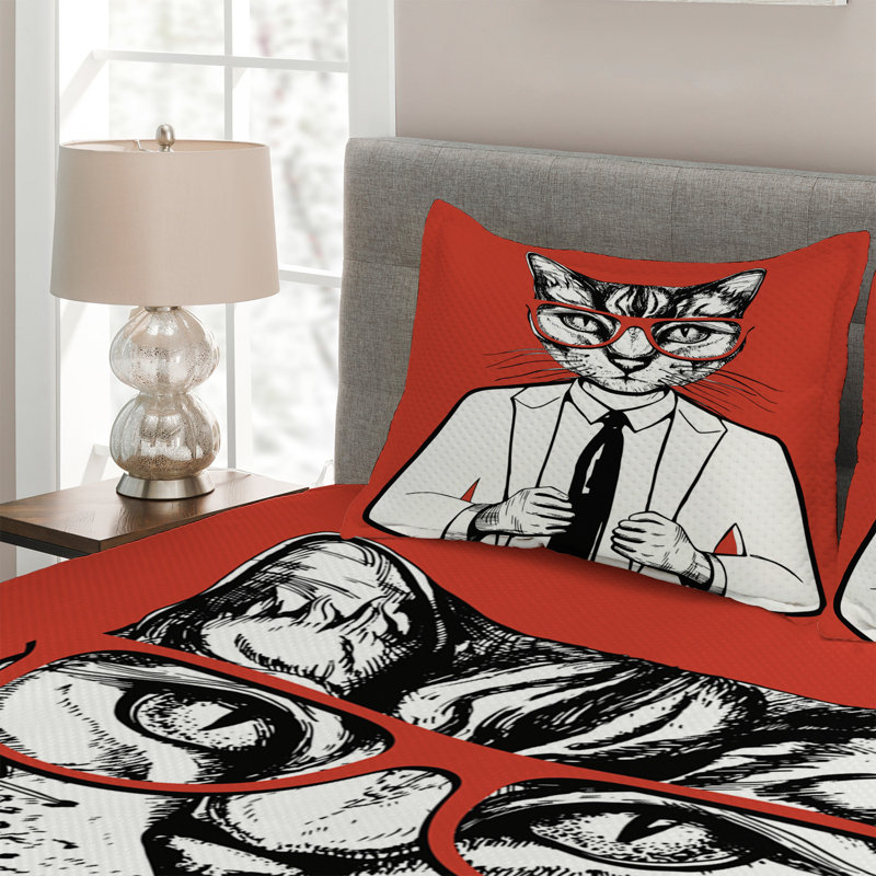 Hipster Polyester Coverlet, King Bedspread + 2 Shams