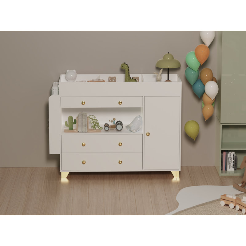 Commode à langer avec plateau large, commode à tiroirs 3Drawers