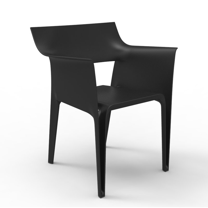 Pedrera Stacking Patio Dining Chair, Black