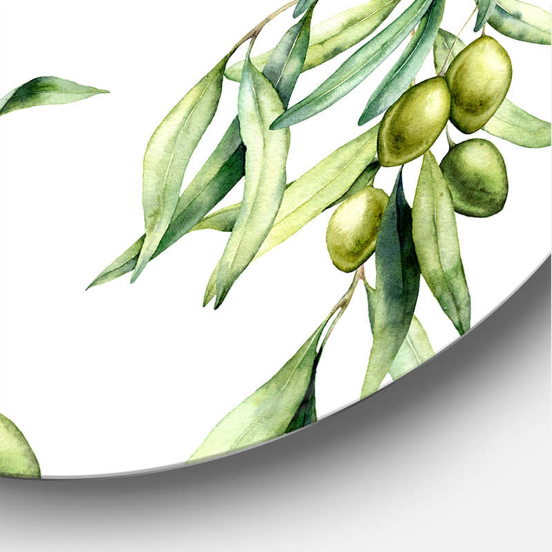 Olives vertes et noires avec branches et feuilles olive - Lake House, H 11 po x l 11 po x p 1 po
