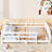 Full Montessori Platform Bed with Slats and Safety Guardrails, Solid Wood Floor Bed with Fence and Without Door, Easy Assemble Montessori Bed, White-745147140-745147136