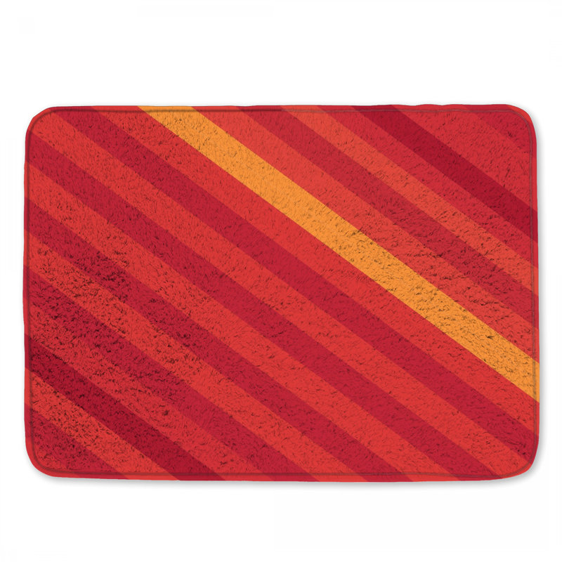 Tapis de bain rouge orange à rayures diagonales, L 24 po x L 17 po