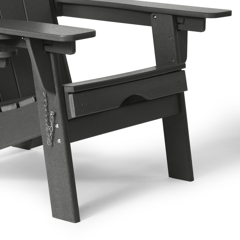 Chaise Adirondack d'extérieur réglable et pliante avec porte-gobelet et repose-pieds dissimulé, Gris