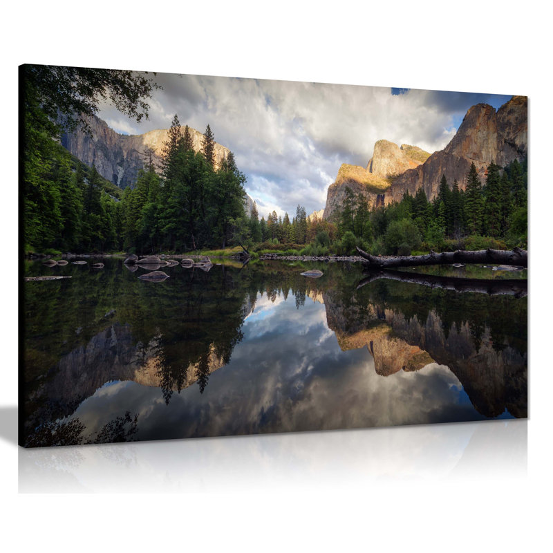 Panther Print Fine Art Prints Yosemite National Park Mountain Reflection on Water Artistic Framed Canvas Prints, Pictures for Home Walls, Bedroom, Living Room & Bathroom Decor 1 Piece Wrapped Canvas Wall Art