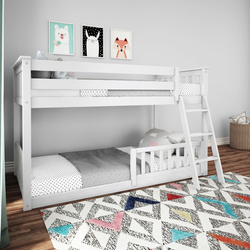 Lit superposé simple en bois massif Amoura par Harriet Bee, Blanc