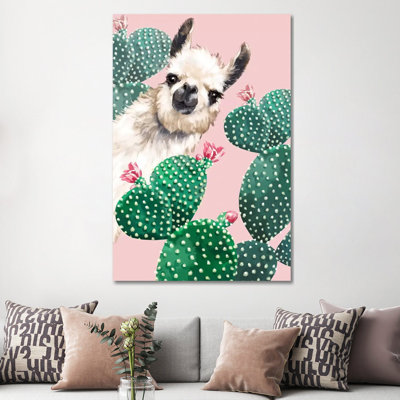 Llama And Cactus by Big Nose Work - Wrapped Canvas Gallery-Wrapped Canvas Giclée