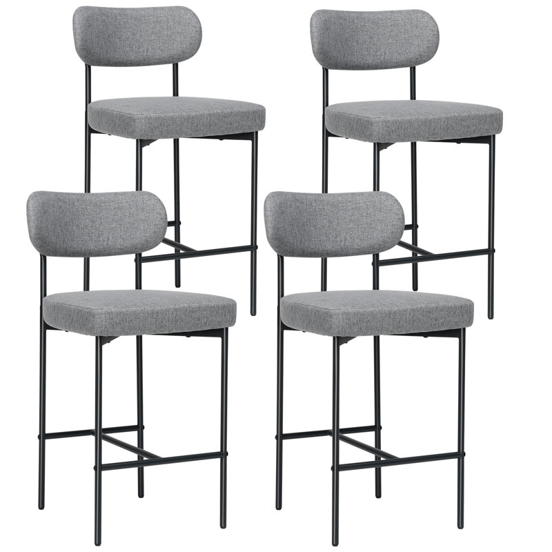 Tabourets de comptoir en tissu avec repose-pieds réglables, Tabouret de comptoir (siège d'une hauteur de 26 p, Gris, 4