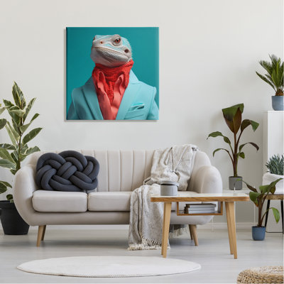 «Trendy Iguana Portrait on Canvas» par Roozbeh, reproduction