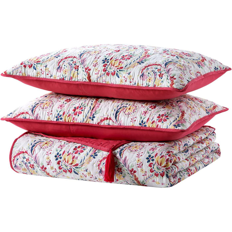 Ensemble de courtepointe réversible Mudd, 3 pièces double / grand, cachemire rose