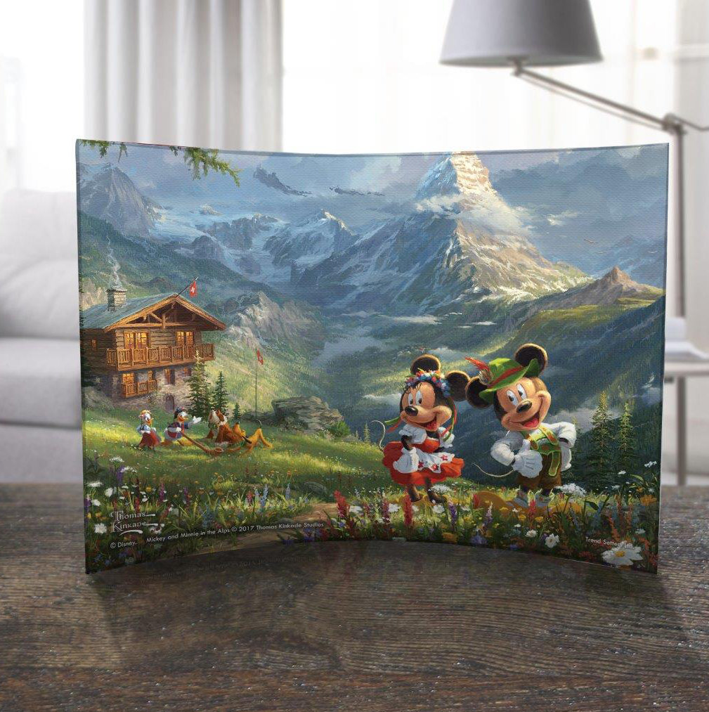 Disney Thomas Kinkade 'Mickey and Minnie Mouse Switzerland Alps' Curved Acrylic Print Trend Setters