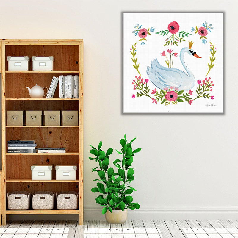 «Swan Love I», reproduction d'art sur toile, H 20 po x l 20 po